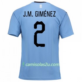 Camisolas de Futebol Uruguai J.M.Gimenez 2 Equipamento Principal Copa do Mundo 2018 Manga Curta